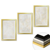 WANDBILDER 3er Set - 20x30 cm Goldrahmen - Helles Strukturfarbendesign - Goldfarben, Kunststoff (20/30cm) - ArtPrintCave