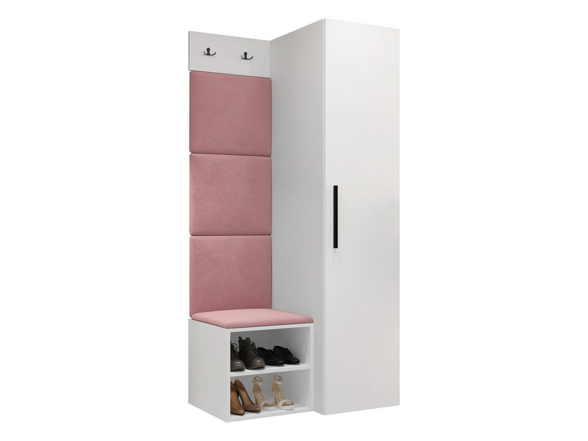 GARDEROBEN-SET Medi III - Hellrosa/Schwarz, Holzwerkstoff/Kunststoff (40/191/50cm) - MIRJAN24