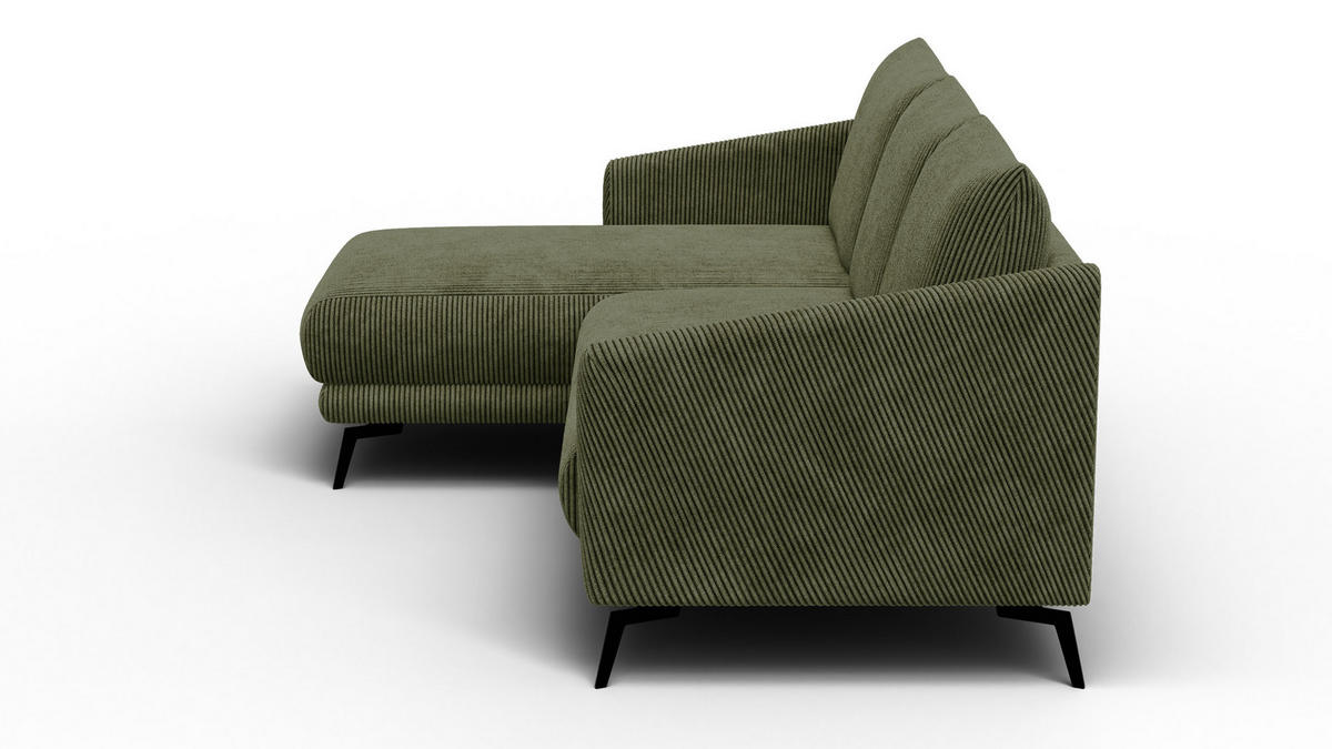 ECKSOFA VILT 3-Sitzer, olive - Schwarz/Olivgrün, Holzwerkstoff/Textil (221/156cm) - Courtois Laville
