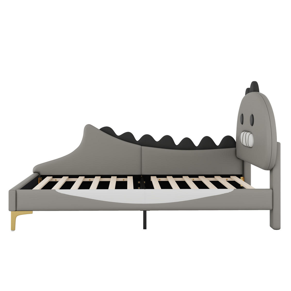 KINDERBETT in Dinosaurierform 90x200 cm PU Grau - Grau, Holzwerkstoff (90/200cm) - Beauniv