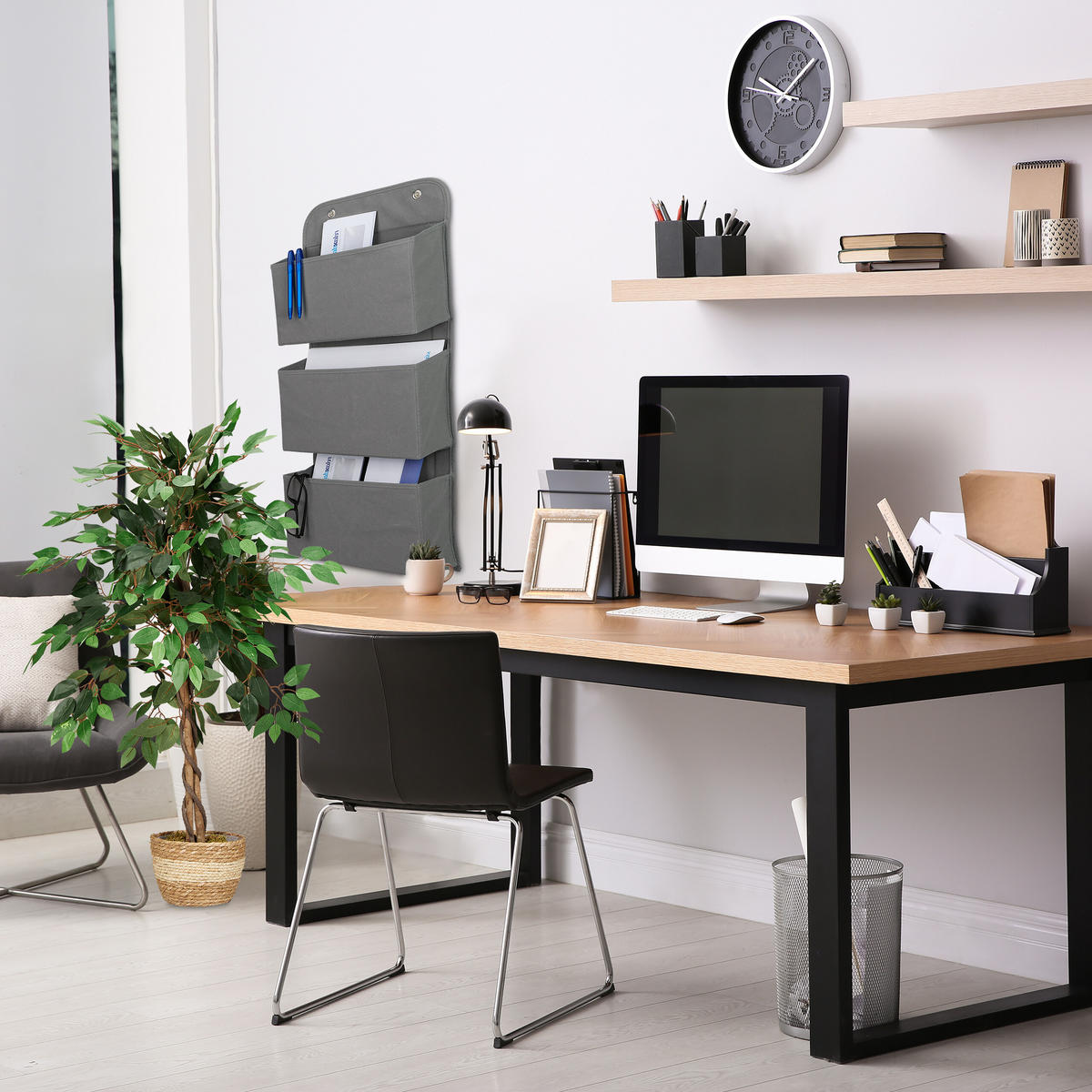 HÄNGEORGANIZER - Grau, Wellpappe/Textil (10/31/75cm) - Relaxdays