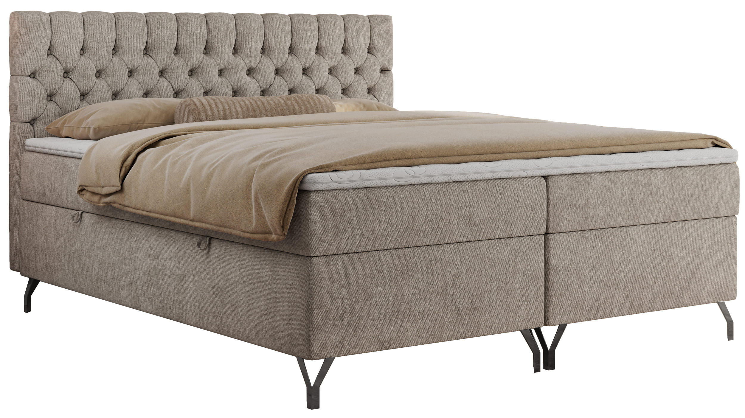 BOXBETT GRIMALDI 120/200 Beige Struktur - H4 - Beige, Holz/Textil (120/200cm) - MKS