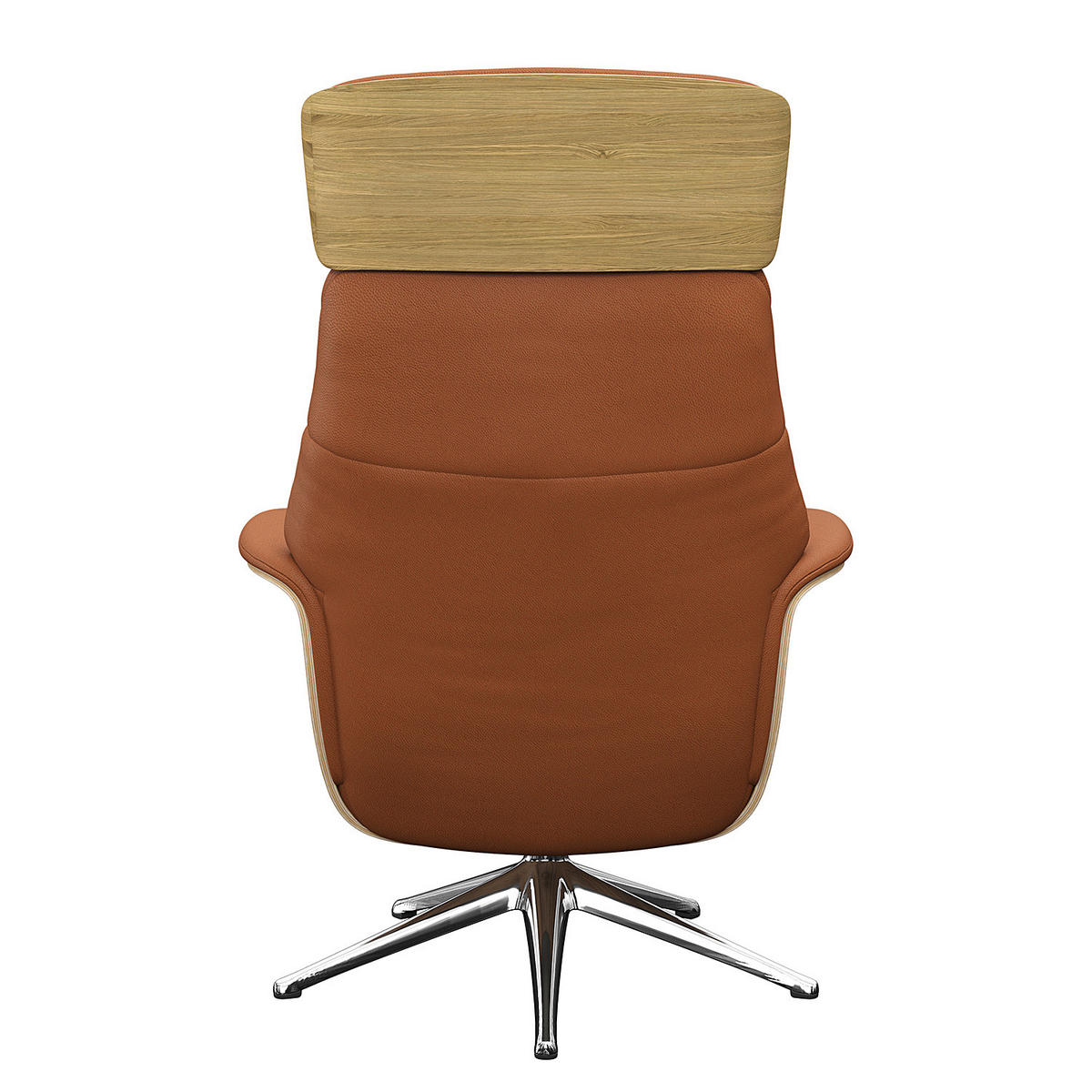 RELAXSESSEL - Echtleder - Kastanienfarben/Chromfarben, Leder/Metall (83/118/83cm) - home24