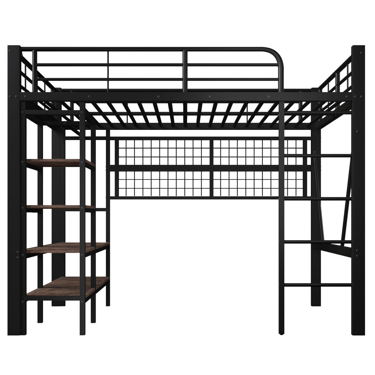 HOCHBETT aus Metall 140x200 cm in Schwarz mit LED-Lichtleiste & Ablagefach - Schwarz, Metall (140/200cm) - Modfu