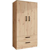DREHTÜRENSCHRANK Trend, mit Schubladen, eiche Artisan - Schwarz/Eiche Artisan, Holzwerkstoff (90/180/50cm) - Beautysofa