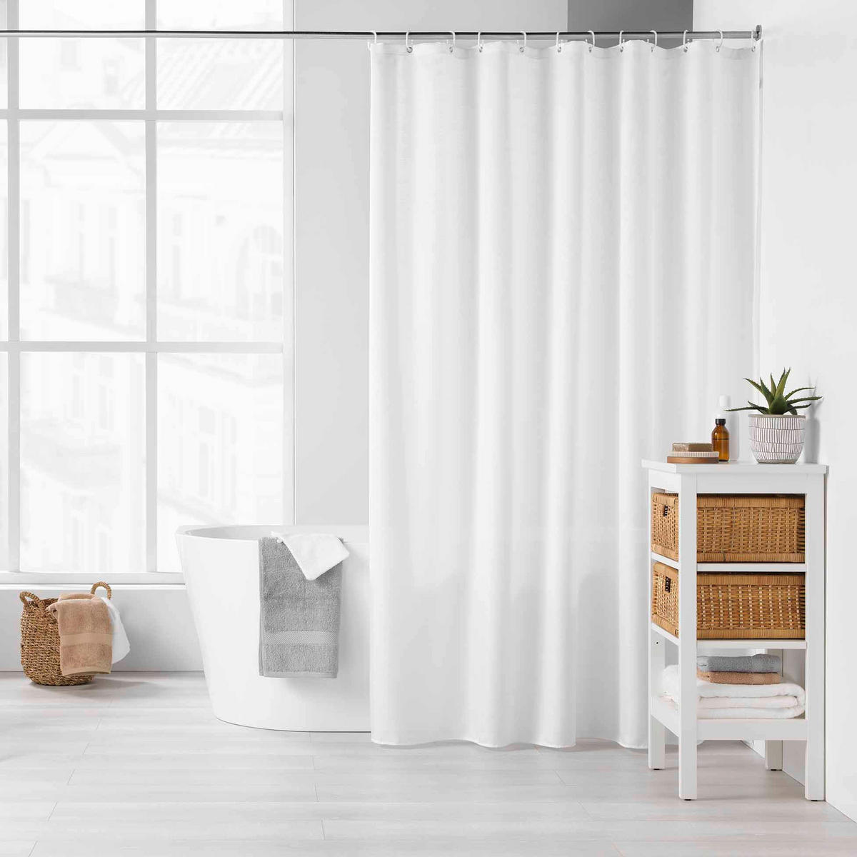 DUSCHVORHANG Yaline 180/200 cm - Weiß, Textil (180/200cm) - Douceur d´intérieur