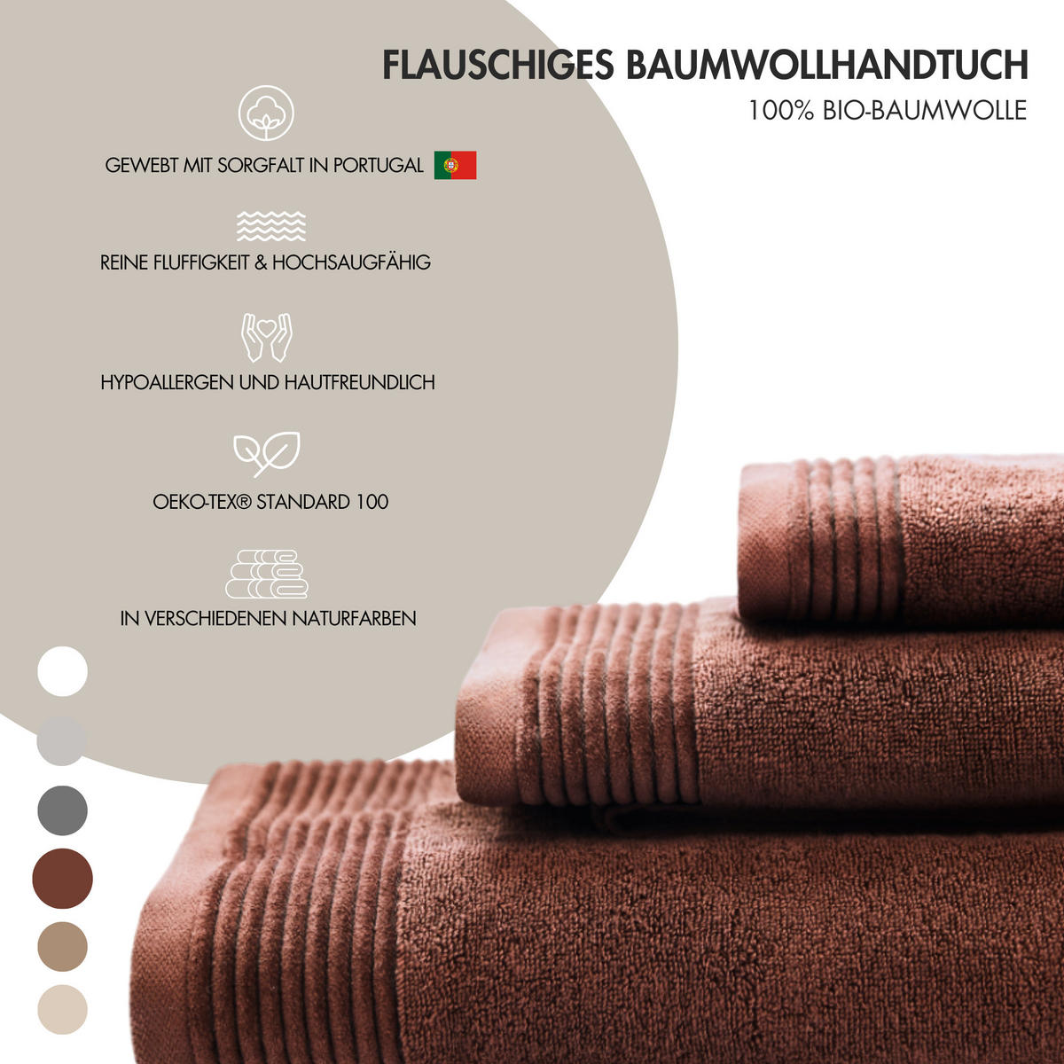 DUSCHTUCH Chocolate Embrace, 70x140cm, Baumwolle, Braun - Braun, Textil (70/140cm) - SOWL