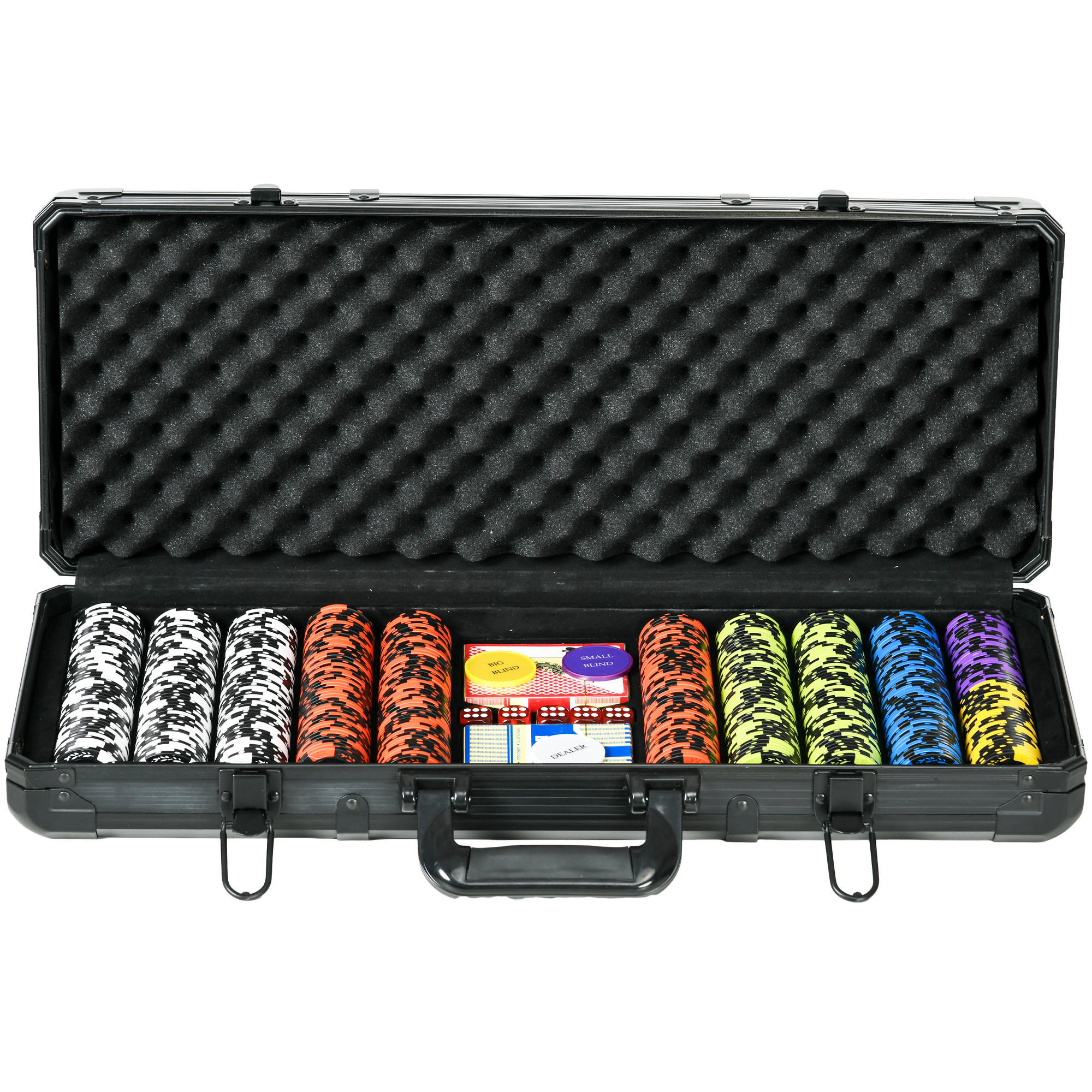 POKERKASETTE DE-18660 500 Jetons, 9-10 Spieler Silber - Schwarz, Metall (24/57.5cm) - ComfortXL