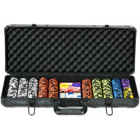 POKERKASETTE DE-18660 500 Jetons, 9-10 Spieler Silber - Schwarz, Metall (24/57.5cm) - ComfortXL