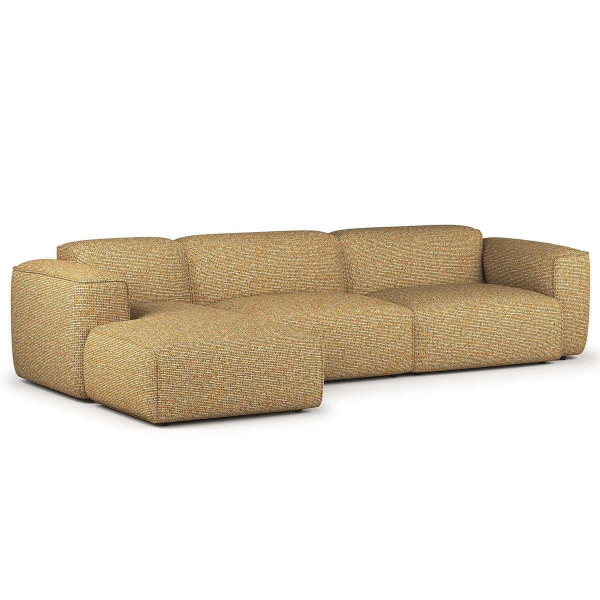 3-SITZER ECKSOFA mit Longchair - Schwarz/Honig, Kunststoff/Textil (317/173cm) - home24