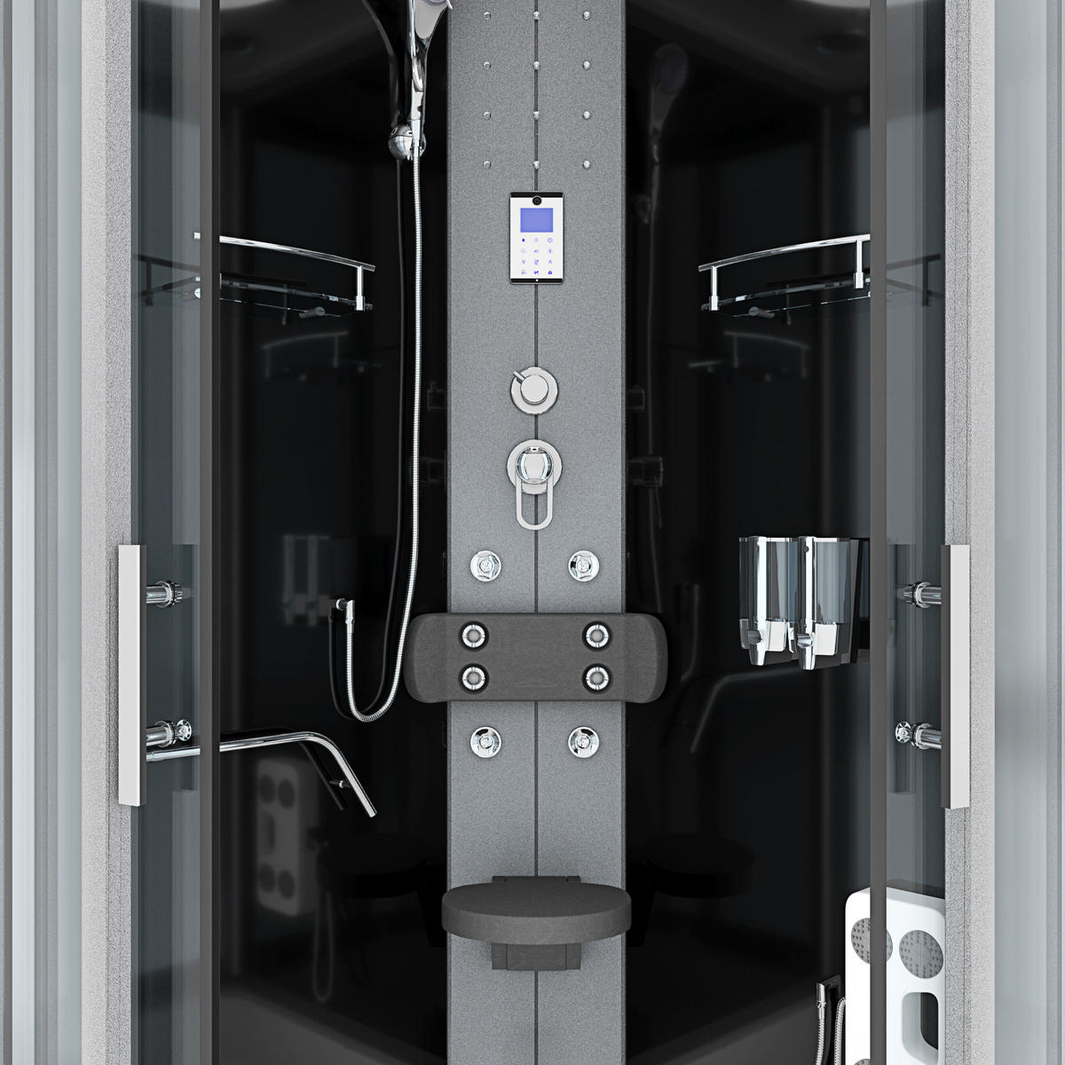 FERTIGDUSCHE Dusche D58-63T0-EC Schwarz 100x100 - Schwarz, Glas/Kunststoff (100/100/225cm) - AcquaVapore by Sandra Jentho