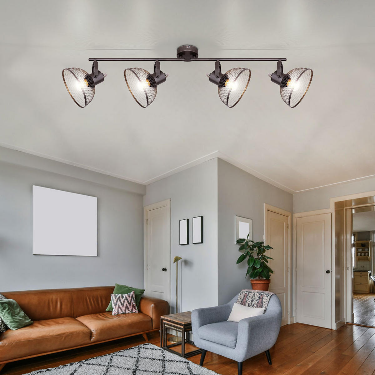 DECKENLEUCHTE MONIGA Anthrazit Geflecht - Anthrazit, Metall (93.6/16/20.8cm) - Globo Lighting