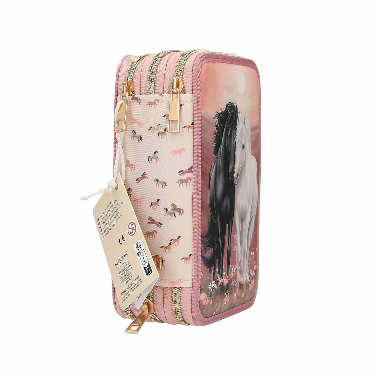 3-FACH FEDERTASCHE BLOSSOM PONY INKL. STIFTE Miss Melody rosa 7,5 x 13 x 20 cm - Rosa, Kunststoff (13/20/7.5cm) - Depesche Germany