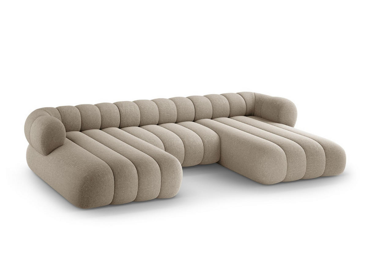 PANORAMASOFA Koge aus Chenille-Stoff dunkelbeige 6 Sitzplätze - Mokka, Textil (165/70/348cm) - Cosmopolitan Design