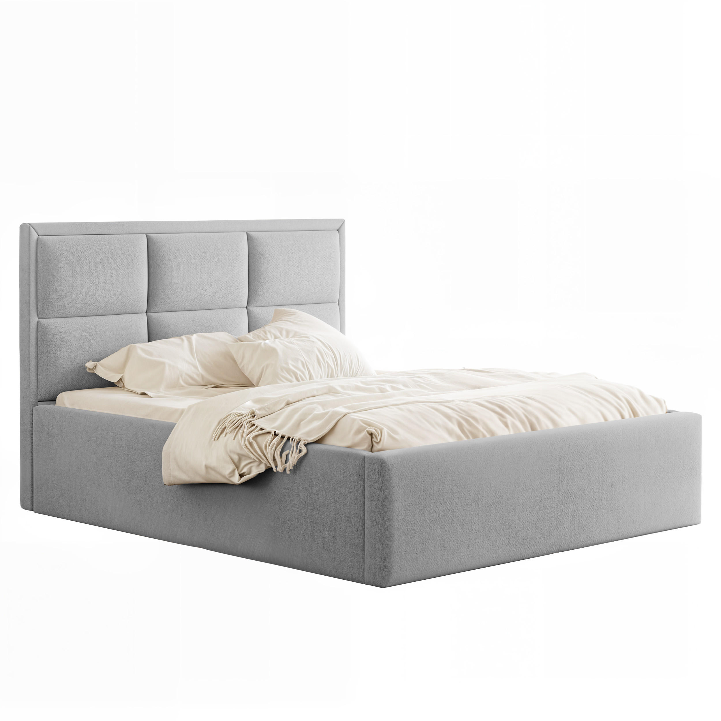 POLSTERBETT ELIN 160/200 cm Bettkasten, Grau - Hellgrau, Textil/Metall (160/200cm) - Idohome