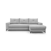 ECKSOFA AVRA L-förmig, mit Stauraumbehälter-in RINO-Stoff, Komfort & Eleganz, lose Rückenkissen, freistehend, RECHTS 251x165x85 cm Grey - Grau, Holz/Textil (251/165cm) - DomoHome