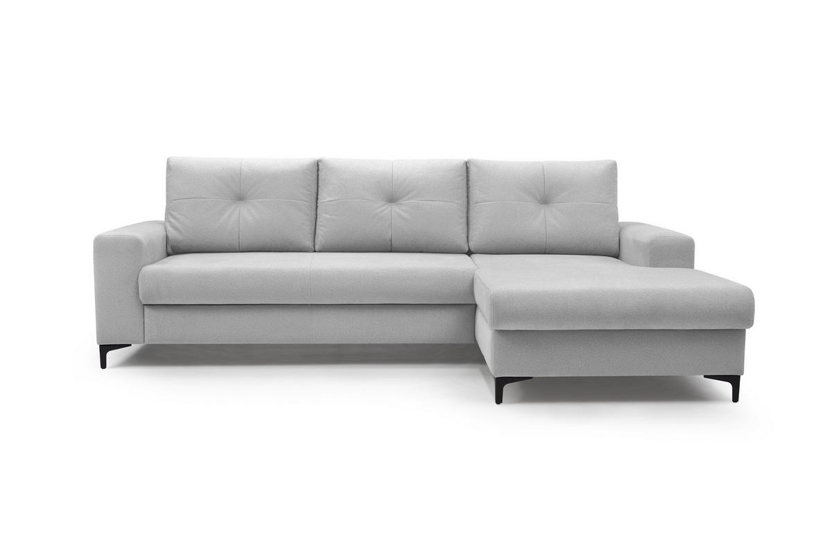 ECKSOFA AVRA L-förmig, mit Stauraumbehälter-in RINO-Stoff, Komfort & Eleganz, lose Rückenkissen, freistehend, RECHTS 251x165x85 cm Grey - Grau, Holz/Textil (251/165cm) - DomoHome