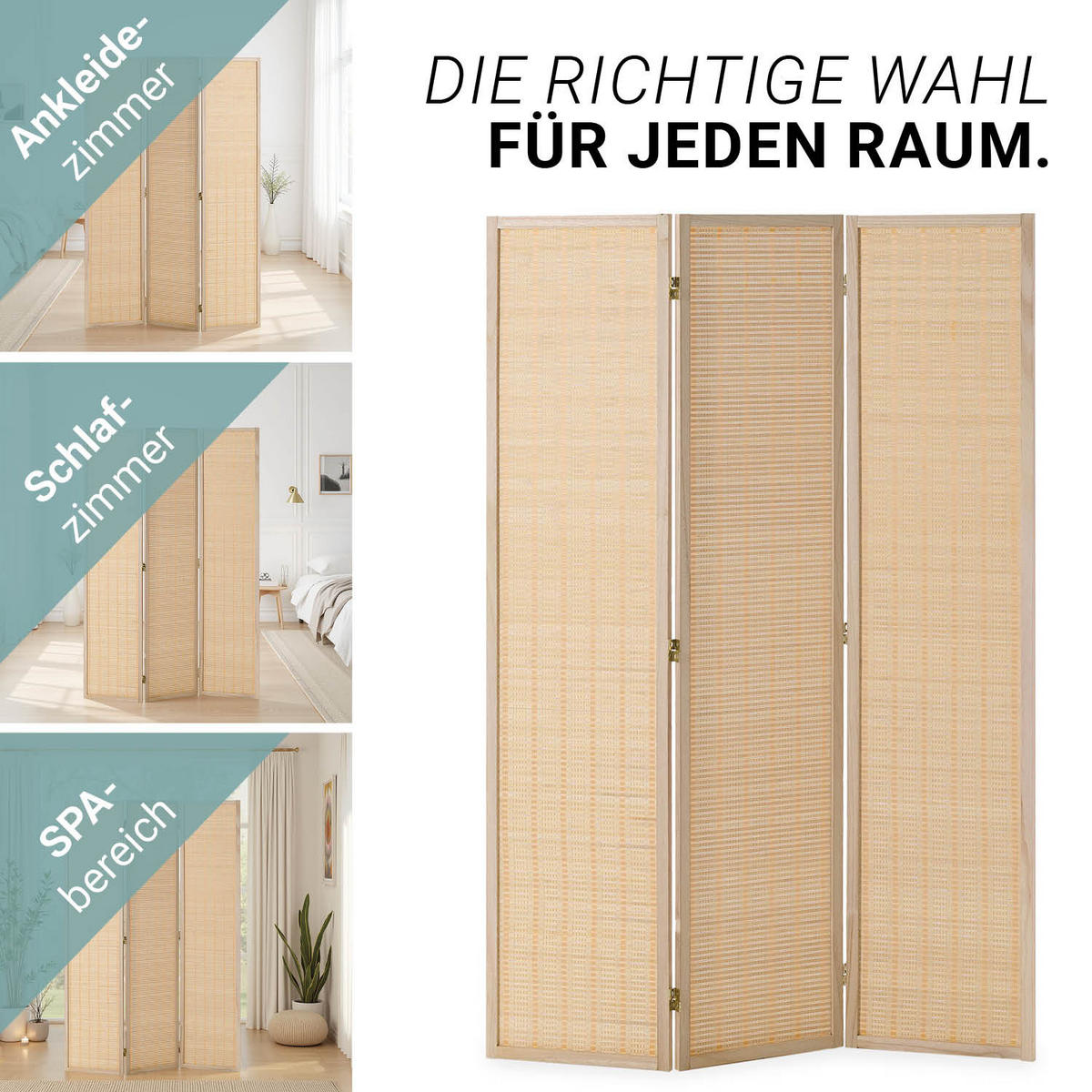 PARAVENT 120/170 cm Natur Holz Bambus - Braun, Naturmaterialien/Holz (120/170/2cm) - Homestyle4u