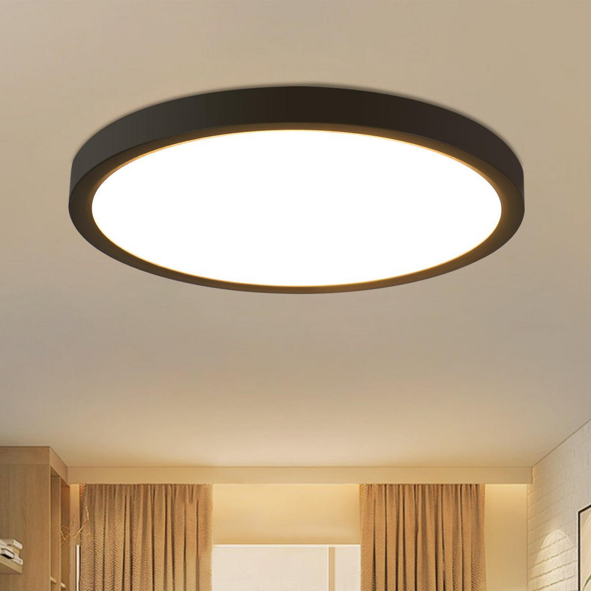 LED-DECKENLEUCHTE Berlin 22 cm - Schwarz, Kunststoff (22/22/2.5cm) - Nettlife