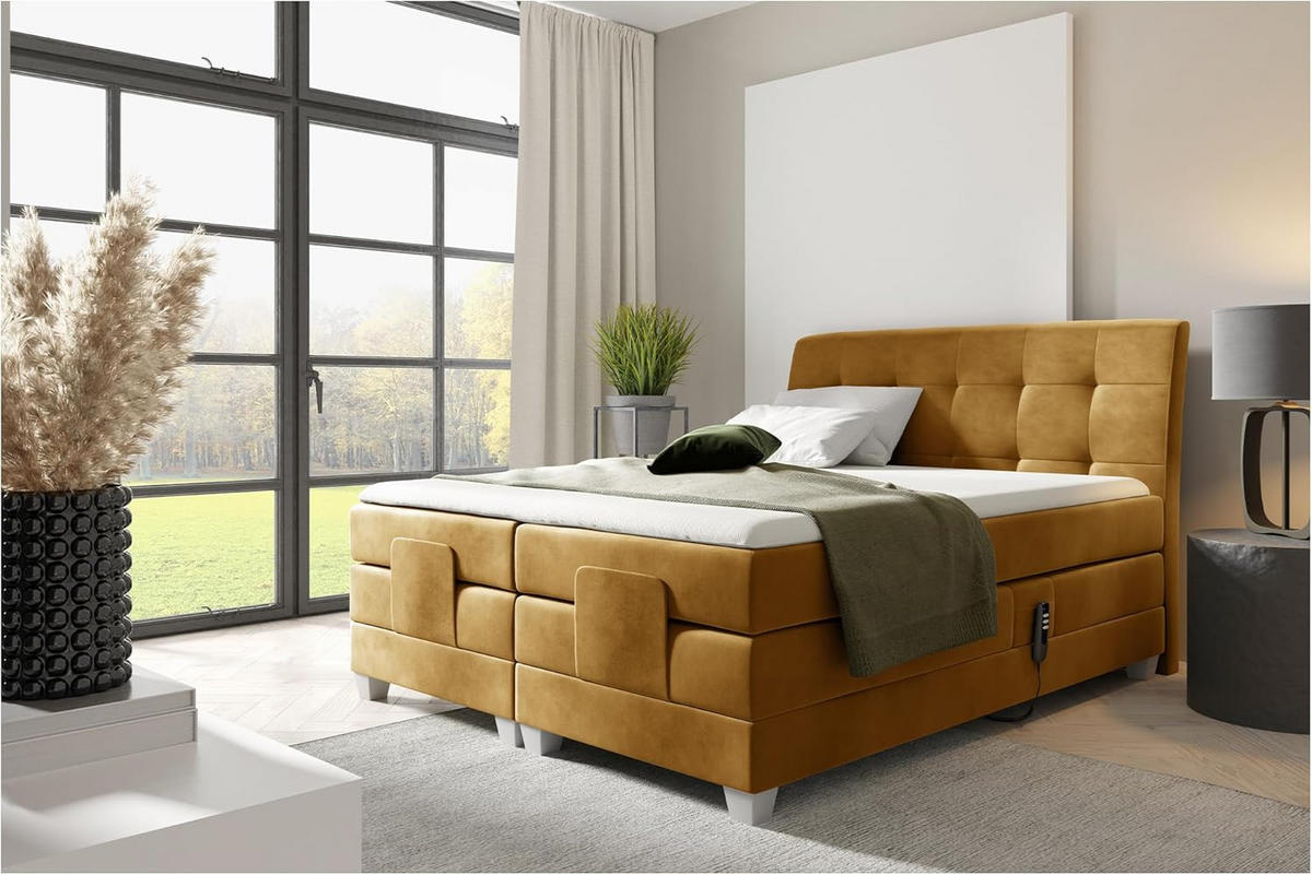 BOXSPRINGBETT DANTE - Gelb, Holzwerkstoff (120/200cm) - Meblini