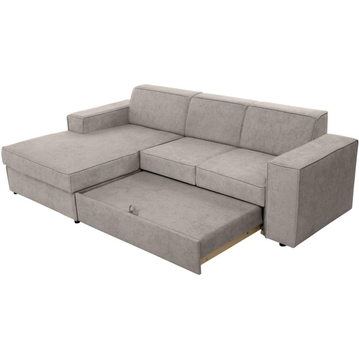 ECKSCHLAFSOFA mit Schlaffunktion Pedro L cappuccino links - Schwarz/Cappuccino, Kunststoff/Textil (267/160cm) - Beautysofa