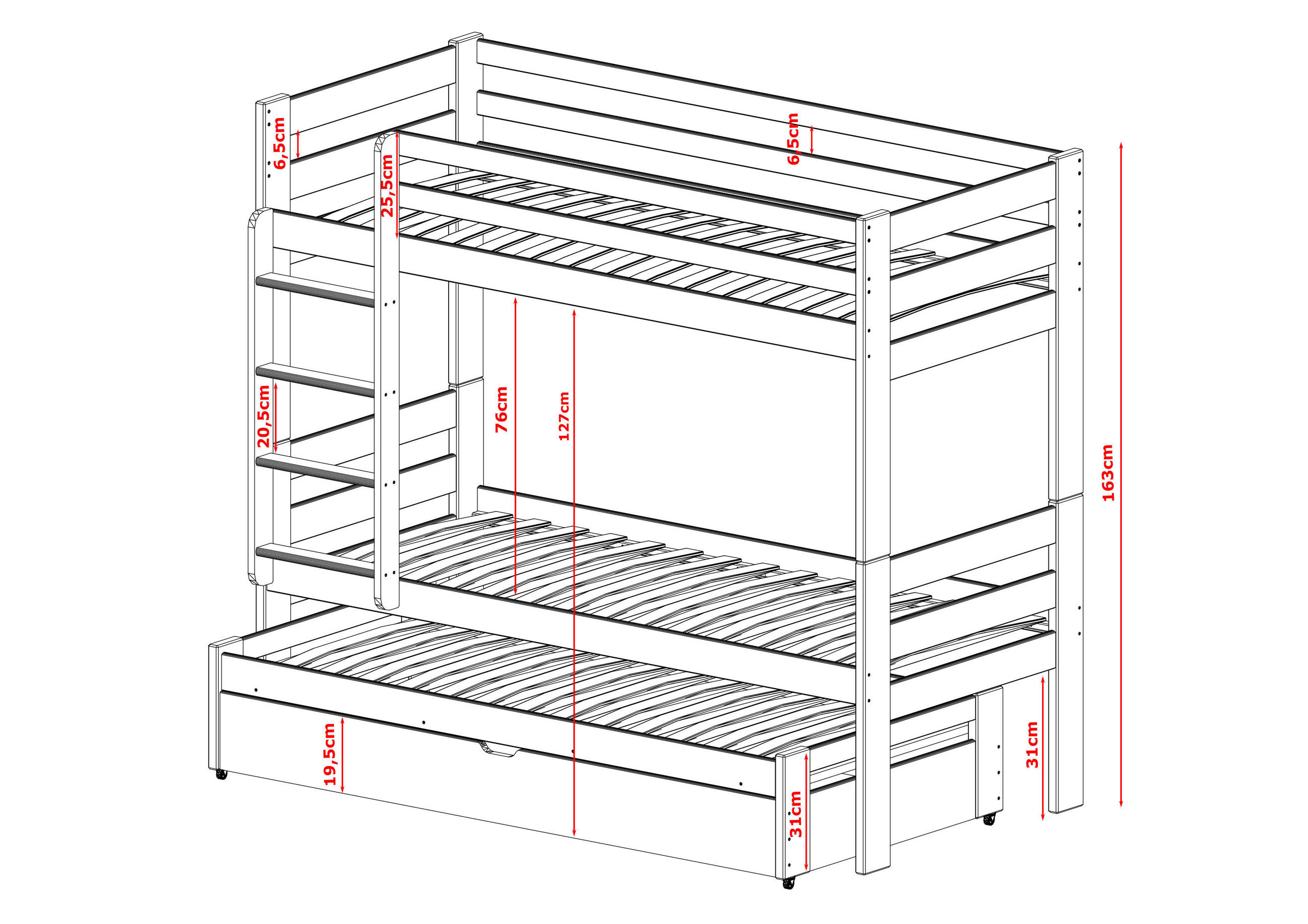 ETAGENBETT WEIß - Weiß, Holz (90/200cm) - FURNLUX
