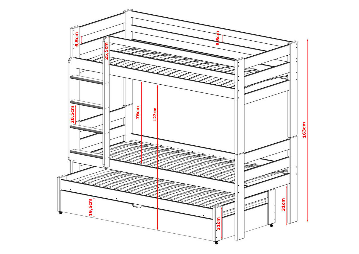 ETAGENBETT WEIß - Weiß, Holz (90/200cm) - FURNLUX