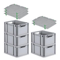 EUROBOX 5x Nextgen Economy Mit Auflagedeckel Grau/Grün Griffe Offen 20 Liter - Grün, Kunststoff (30/22/40cm) - PROREGAL