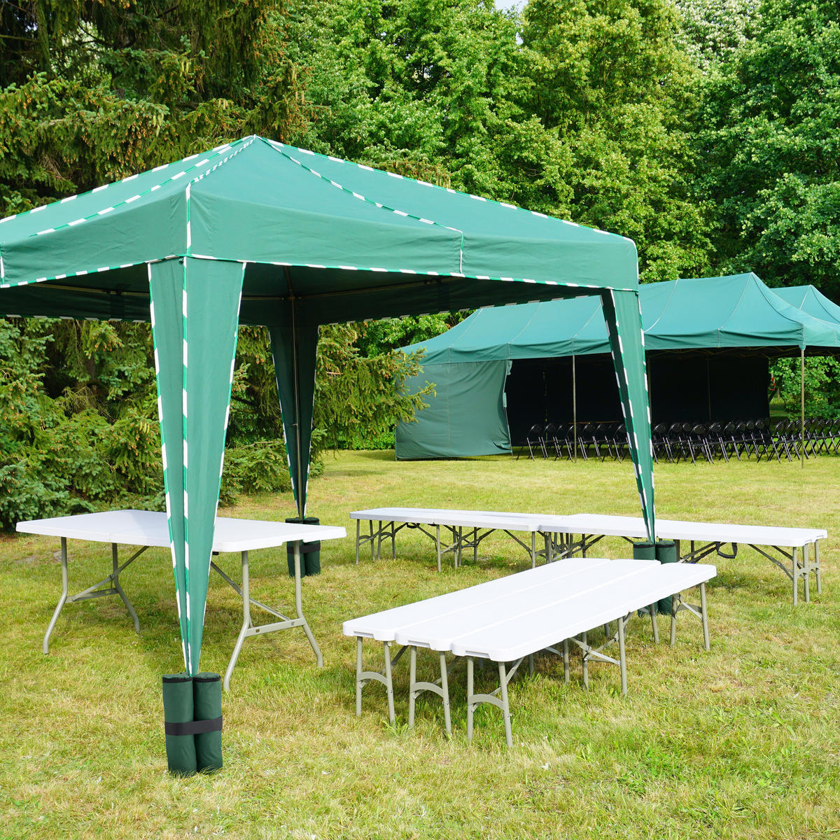 4XPAVILLON-SANDSÄCKE - Dunkelgrün, Textil/Metall (42/40/1.5cm) - Relaxdays