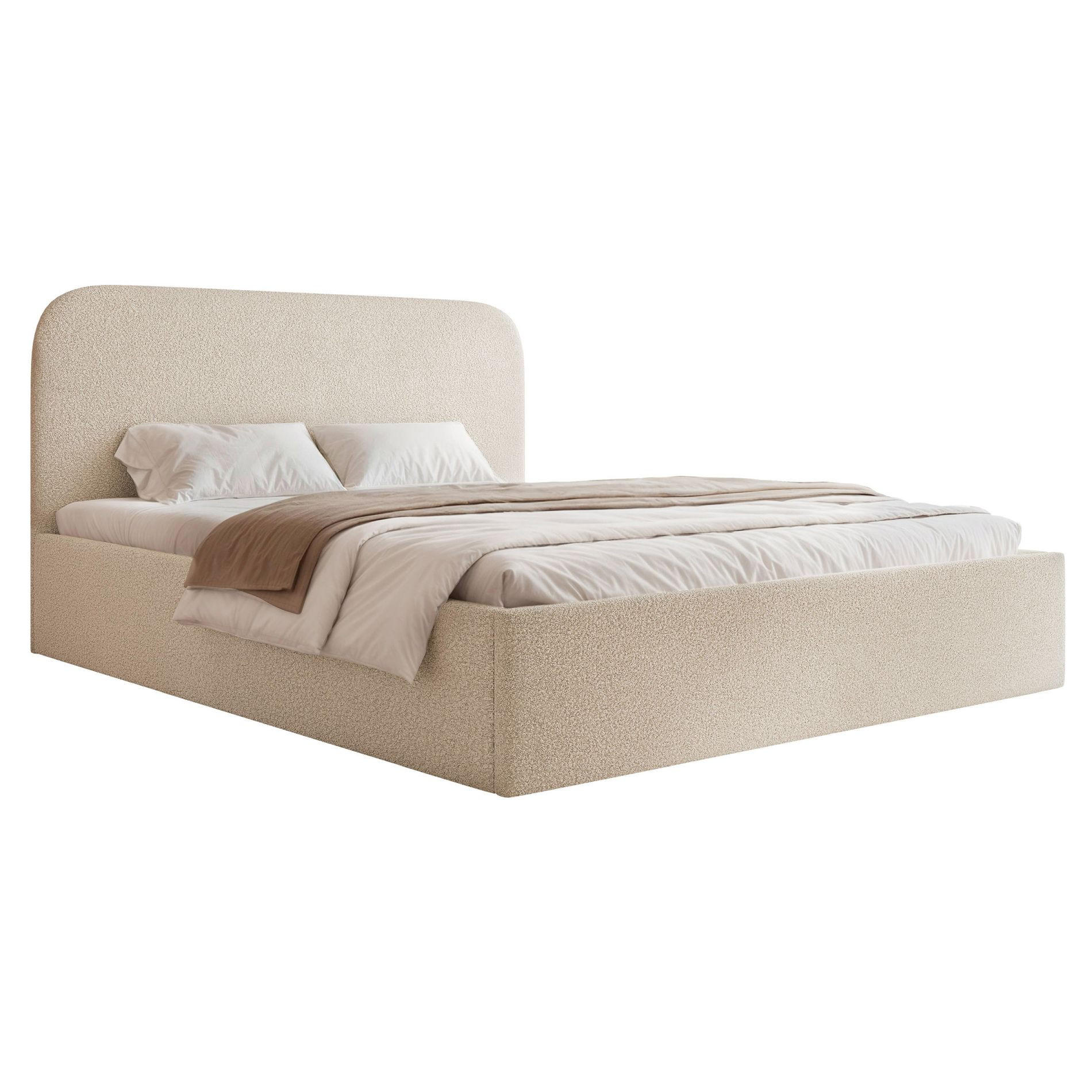 POLSTERBETT Sonvivo Hellbeige Bouclé 140x200 cm - Ecru, Kunststoff/Textil (140/200cm) - Selsey