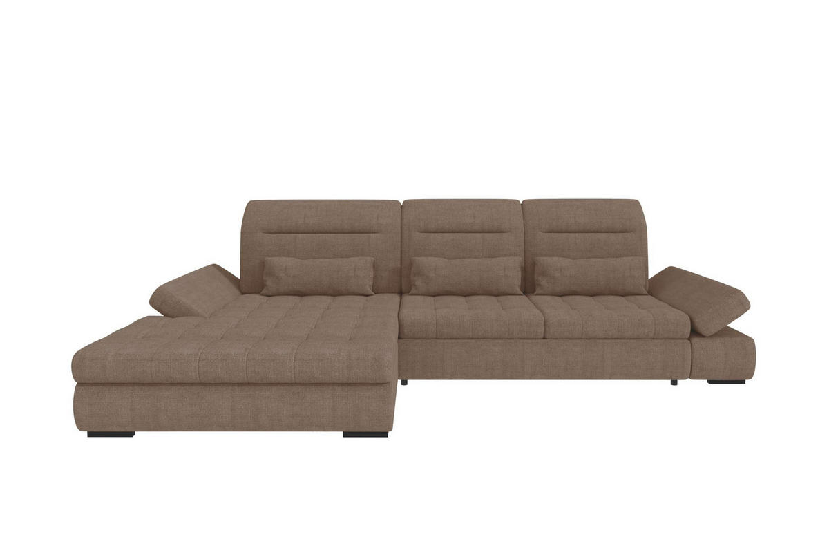 ECKSOFA Toscana Plus Velours inkl. Schlaffunktion - Sandfarben, Textil (179/300cm) - 99rooms