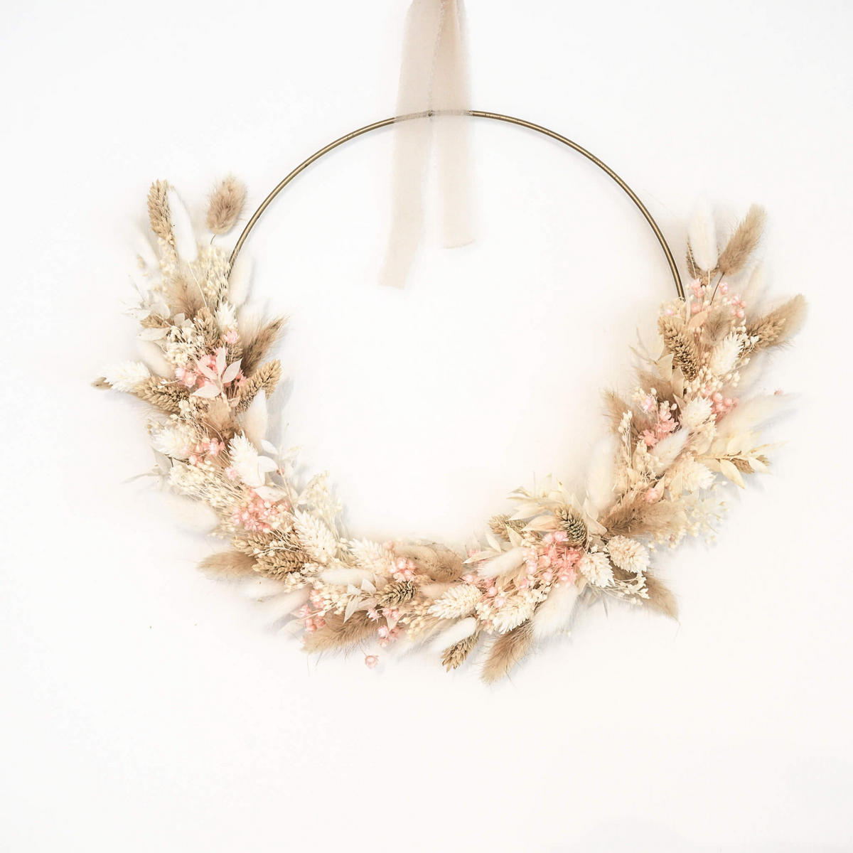 TROCKENBLUMEN kranz Blützenzart in beige klein - Beige, Naturmaterialien (4cm) - Lykke & You