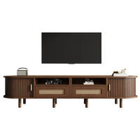 TV-LOWBOARD 170/40/40 cm mit 2 Schubladen, 2 Schiebetüren und Rattan-Optik aus MDF/Metall/Massivholz, Dunkle Eiche - Braun, Holzwerkstoff (170/40/40cm) - Redom