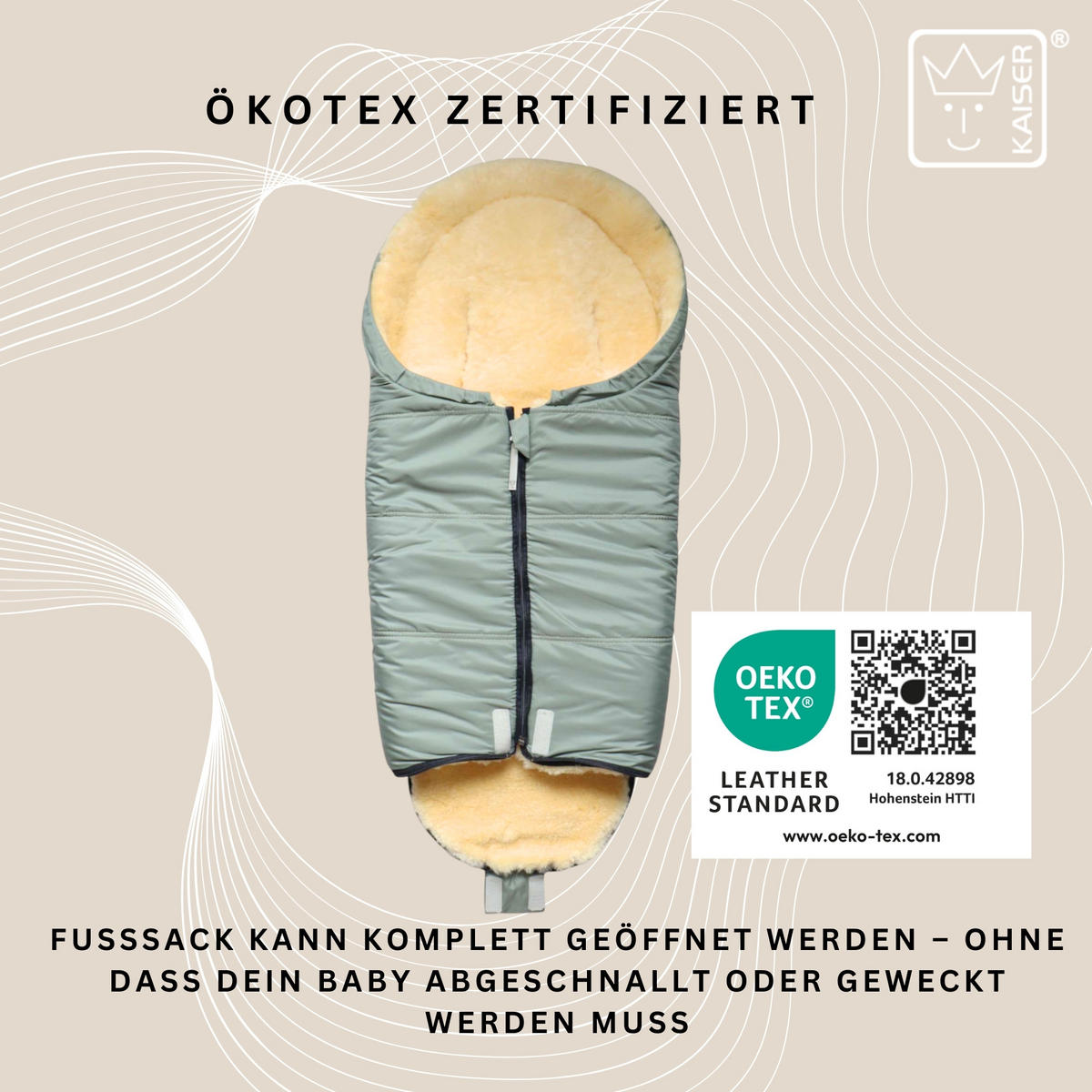 LAMMFELL-BABYSCHALENFUSSSACK Naadja, salbei green - Salbeigrün, Fell (39/10/80cm) - Kaiserbaby