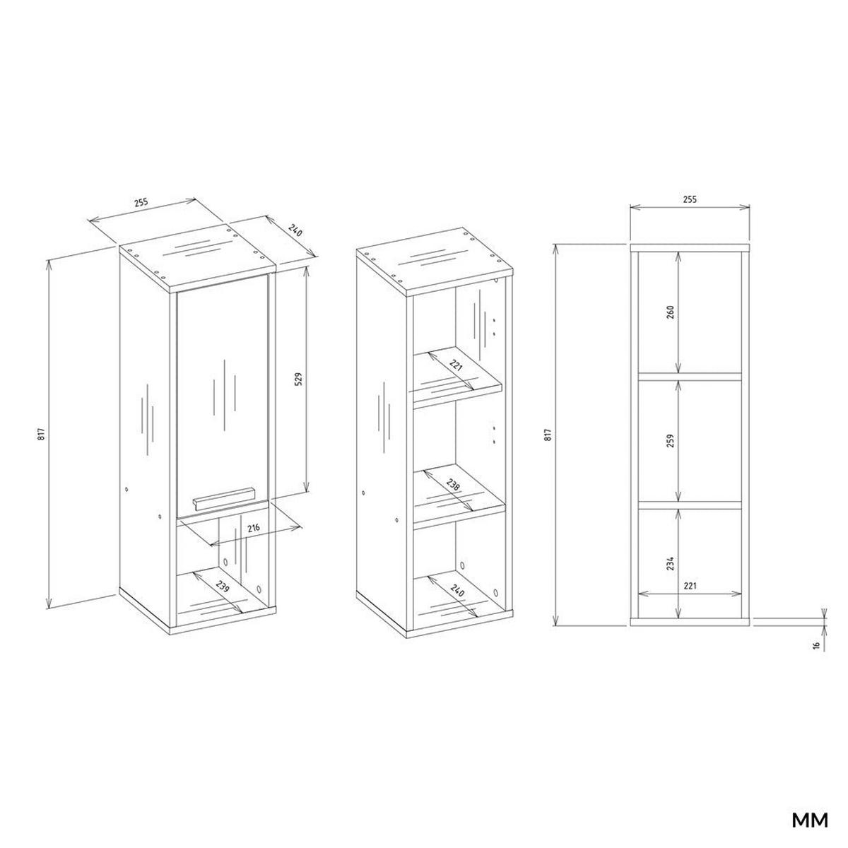 WANDHÄNGESCHRANK Ida - Weiß, Holzwerkstoff (25.5/82/24cm) - kommodly