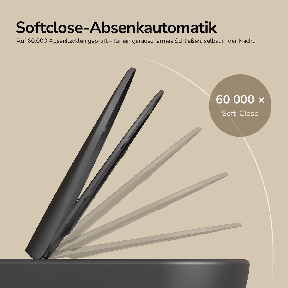 WAND-WC Set ohne Spülrand 49 x 37 cm inkl. WC-Sitz mit Absenkautomatik schwarz matt - Schwarz, Keramik (37/37/49cm) - EMKE