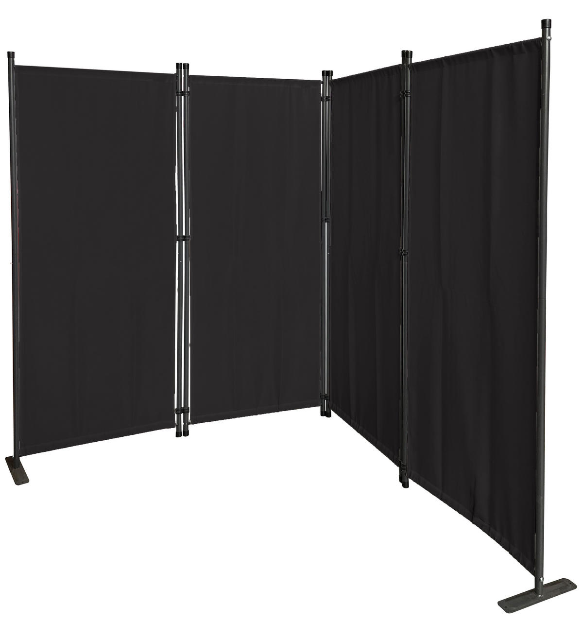 PARAVENT 4-tlg. 220x165 cm Schwarz - Schwarz, Metall (220/165cm) - QUICK STAR