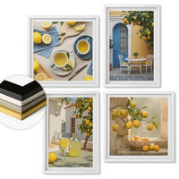 WANDBILDER 4er-Set - 50x50 cm & 40x60 cm Weißer Rahmen - Zitronenlimonade blaue Tür - Weiß, Kunststoff (50/50cm) - ArtPrintCave