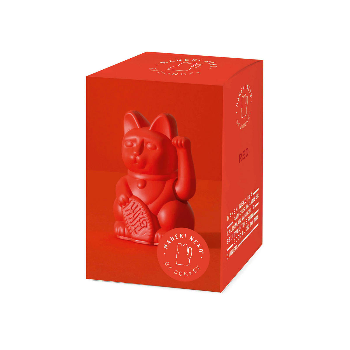 WINKEKATZE Lucky Cat Mini Maneki Neko, Kunststoff, Rot, 9.8 cm - Rot, Kunststoff (6.7/9.8/5.2cm) - Donkey Products