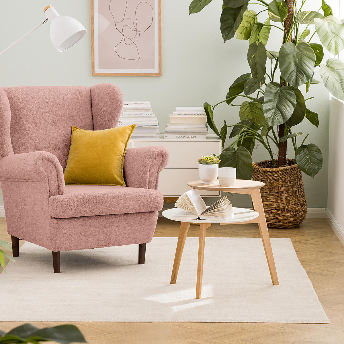 BEISTELLTISCH - Eiche teilmassiv - Eiche / Weiß - Eichefarben/Weiß, Holz/Holzwerkstoff (50/60/55cm) - home24