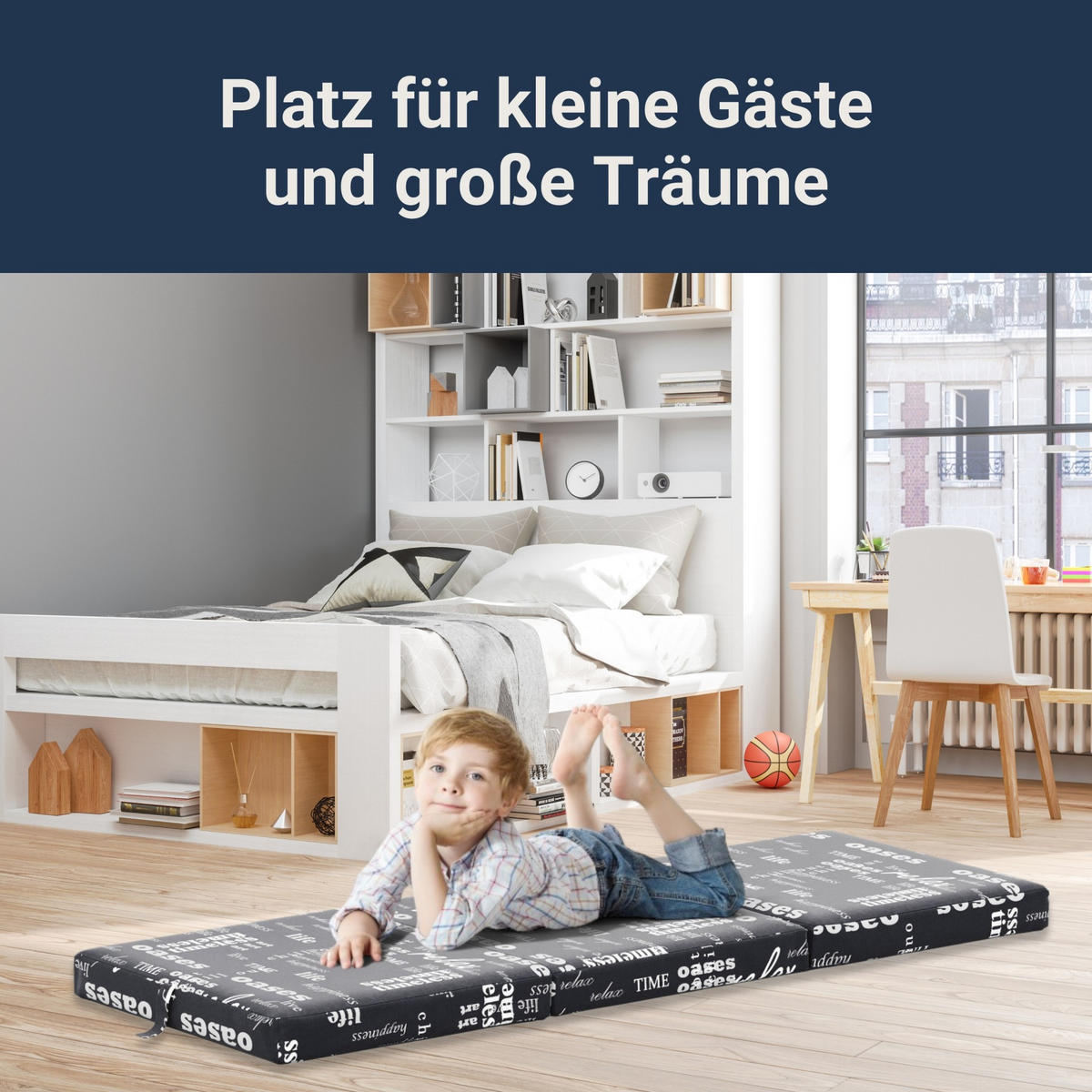 MATRATZE Samba – Faltmatratze/Klappmatratze oder Gästematratze in verschiedenen Farben - Weiß, Holz (70/190cm) - Sun Garden