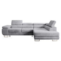 ECKSOFA Stevil Hellgrau Cordbezug - Silberfarben/Hellgrau, Textil/Metall (275/203cm) - Selsey