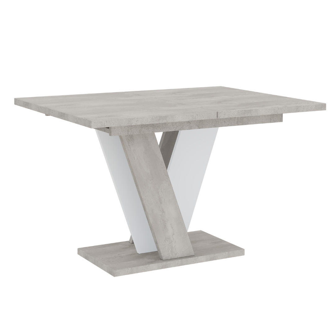 ESSTISCH Ausziehbar 120 - 160 cm Betonoptik und Weiß - Weiß/Grau, Holzwerkstoff (120/90/75cm) - PROSPERO