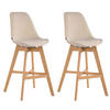BARHOCKER Canada, 2er Set, Gestell natura, Samt Creme - Creme/Naturfarben, Holz/Textil (48/100/56cm) - TPFLiving