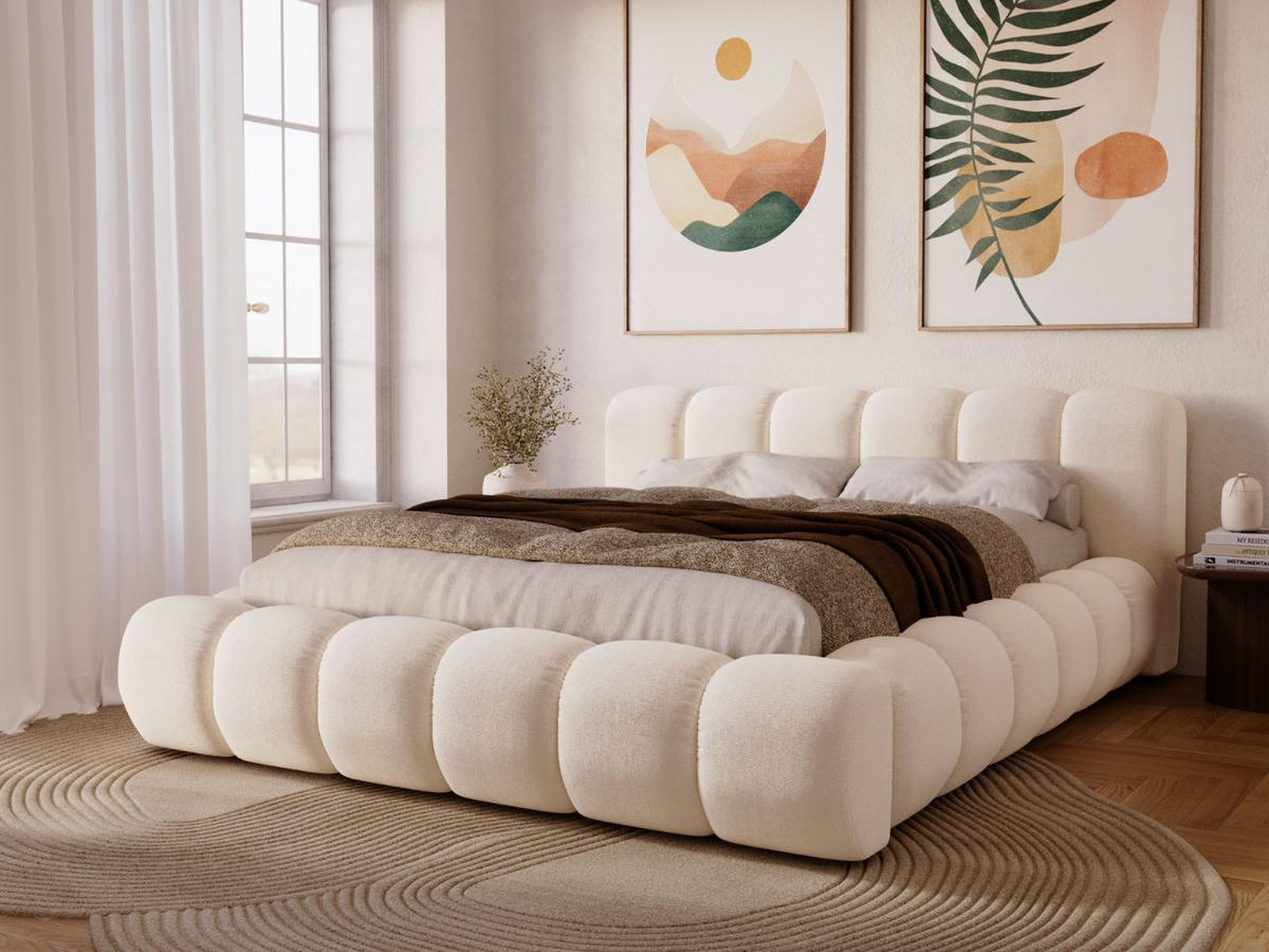 POLSTERBETT Doria 140x200 Cremige - Creme, Textil (140/200cm) - Graingold