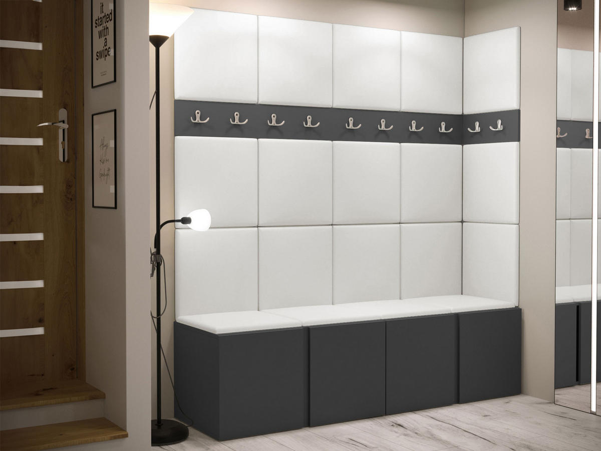 GARDEROBEN-SET Orion II - Graphitfarben/Weiß, Holzwerkstoff/Kunststoff (168/186/46cm) - MIRJAN24