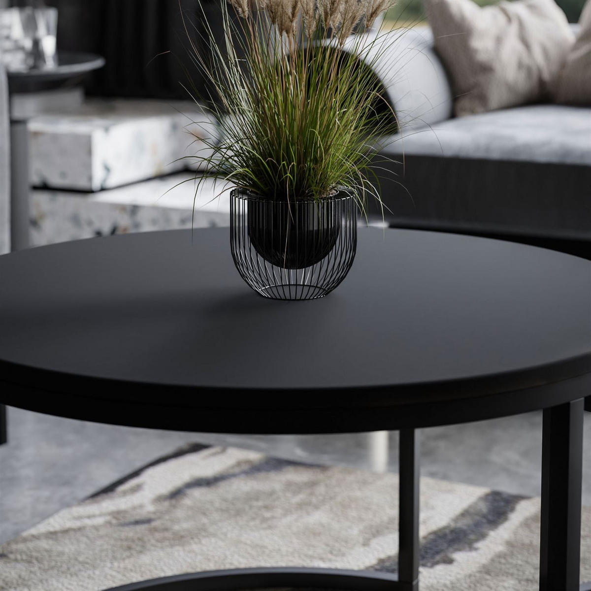 COUCHTISCH CIRI MIX SLIM 2-in-1 - Schwarz, Holzwerkstoff (70/70/48cm) - Lookway