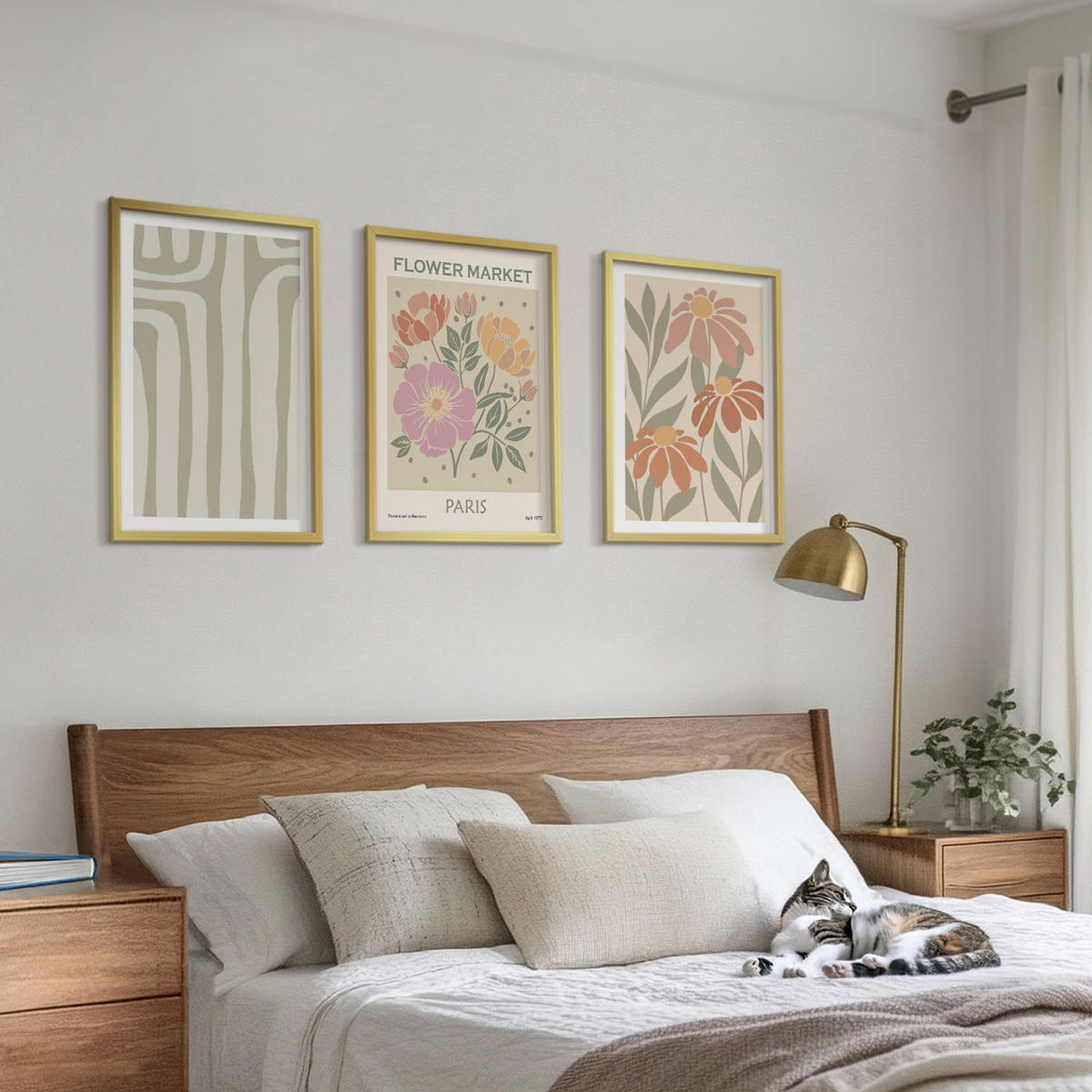 WANDBILDER 3er Set - 40x60 cm Goldrahmen - Botanische Motive, Pariser Minimalismus - Goldfarben, Kunststoff (40/60cm) - ArtPrintCave