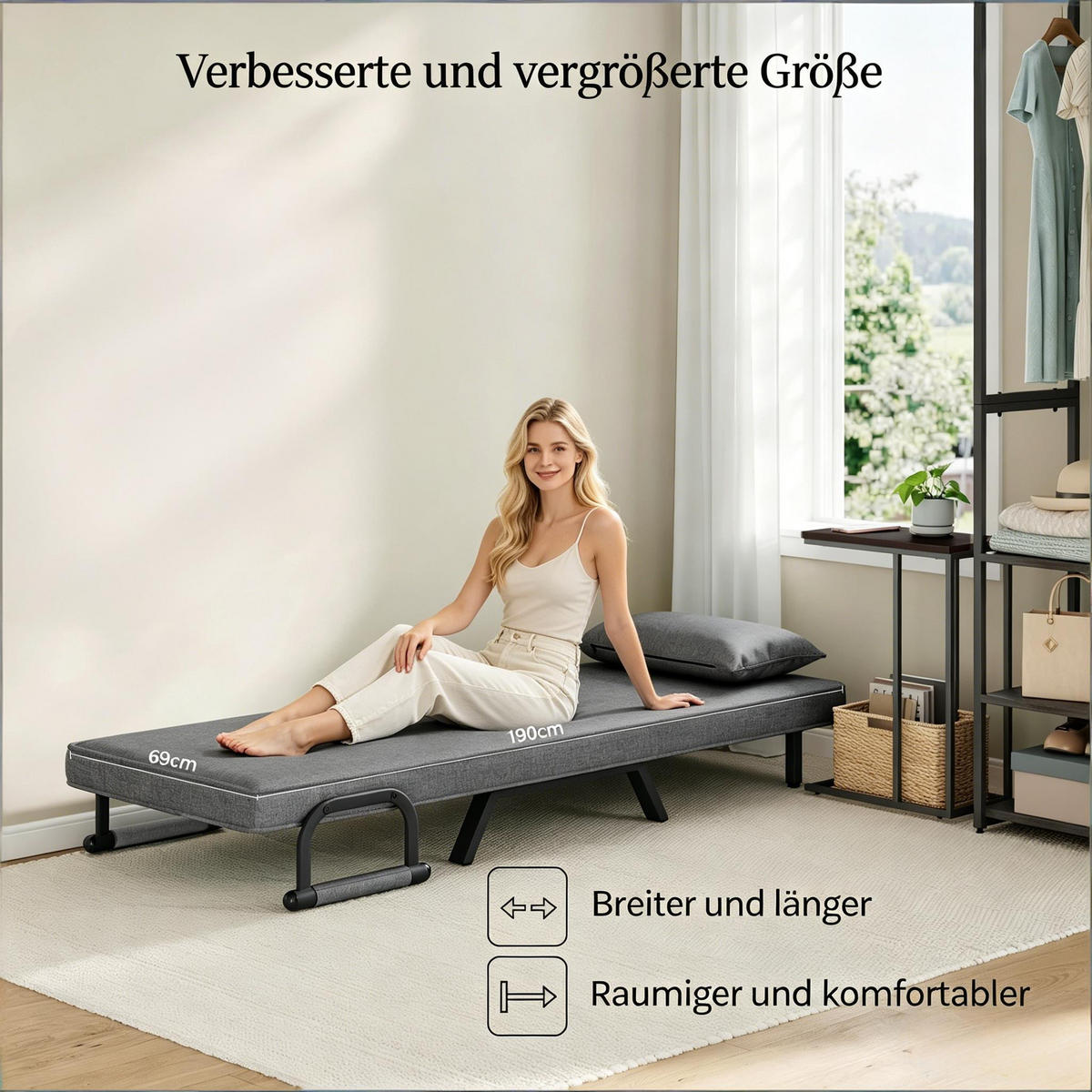 SCHLAFSESSEL 3-in-1 mit Bettfunktion, DE-42147, Dunkelgrau - Dunkelgrau, Metall (66.5/82/65cm) - ComfortXL