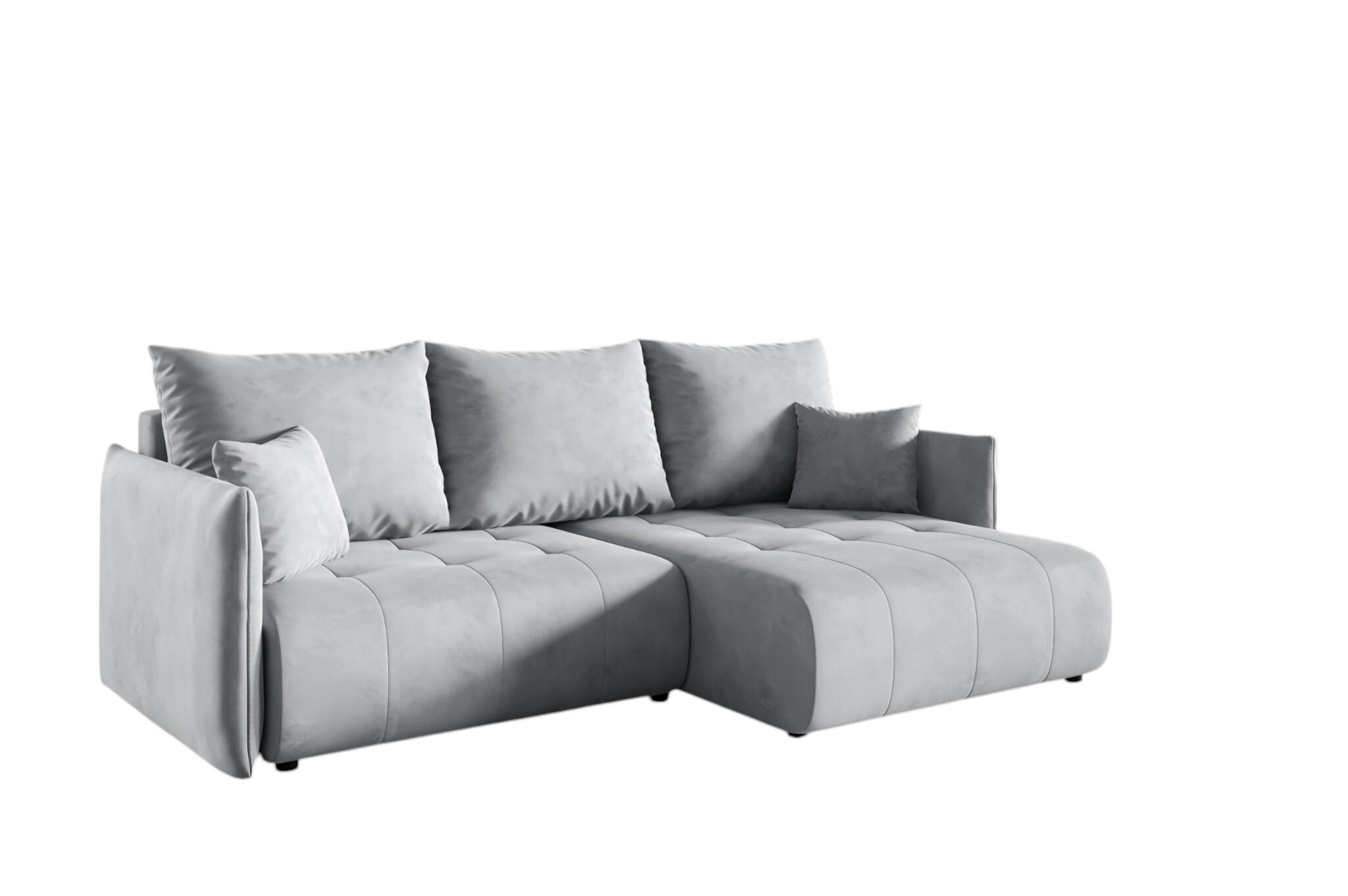 ECKSOFA Canio - Hellgrau, Holzwerkstoff/Textil (221/153cm) - Fun Möbel